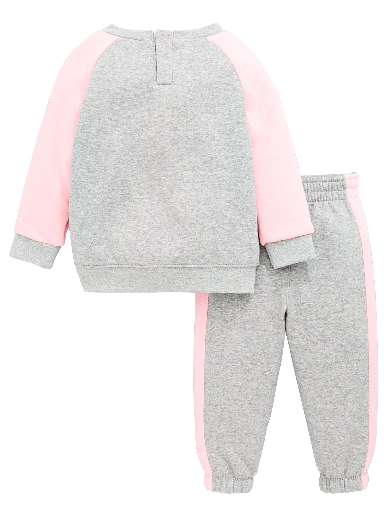 Nike Infant Girls Futura Crew And Jogger Set Dark Grey Littlewoods