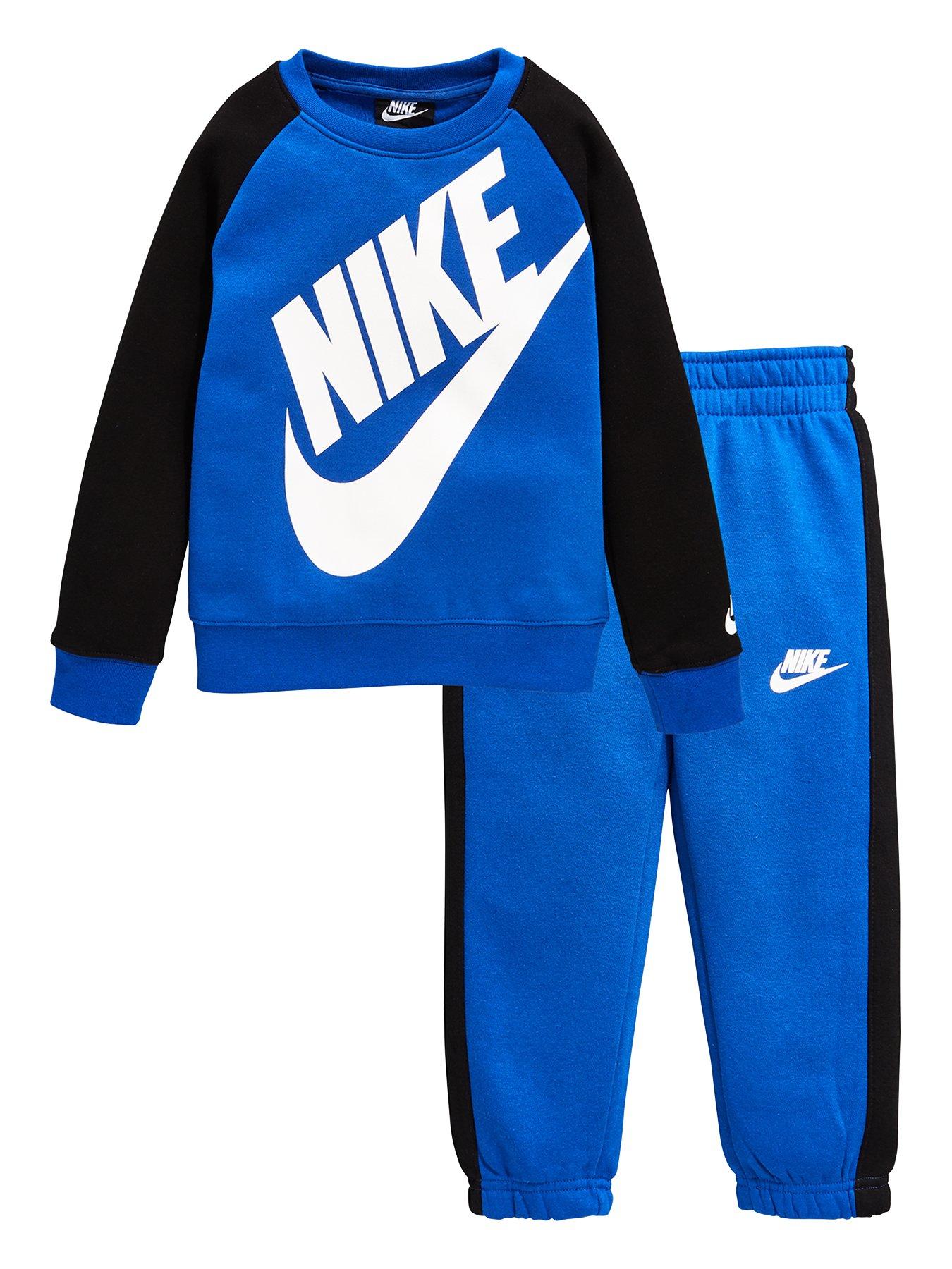 Nike Younger Boys Oversized Futura Crew Set - Blue | littlewoods.com