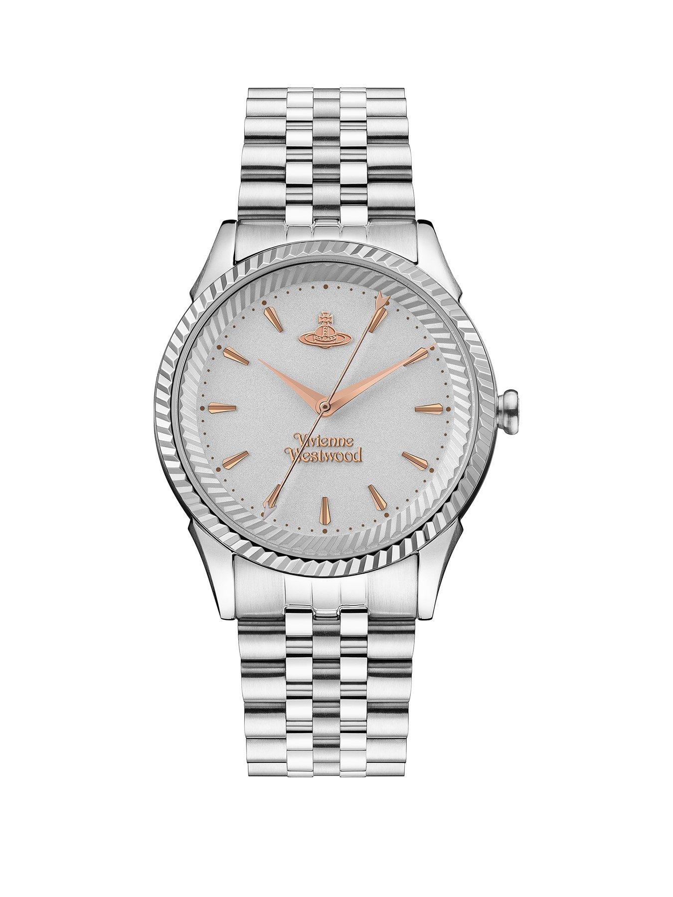 Vivienne westwood silver and rose gold detail crystal set dial two tone stainless steel bracelet ladies watch sale