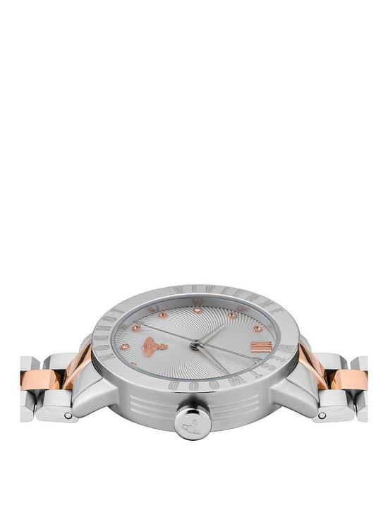 stillFront image of vivienne-westwood-ladies-warwicknbspquartz-watch-with-silver-dial-amp-two-tone-stainless-steel-bracelet
