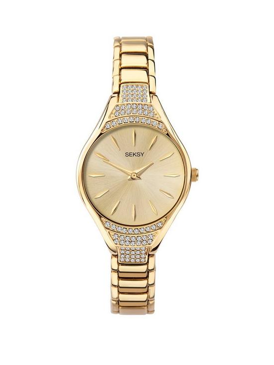 front image of sekonda-seksy-crystal-gold-bracelet-watch
