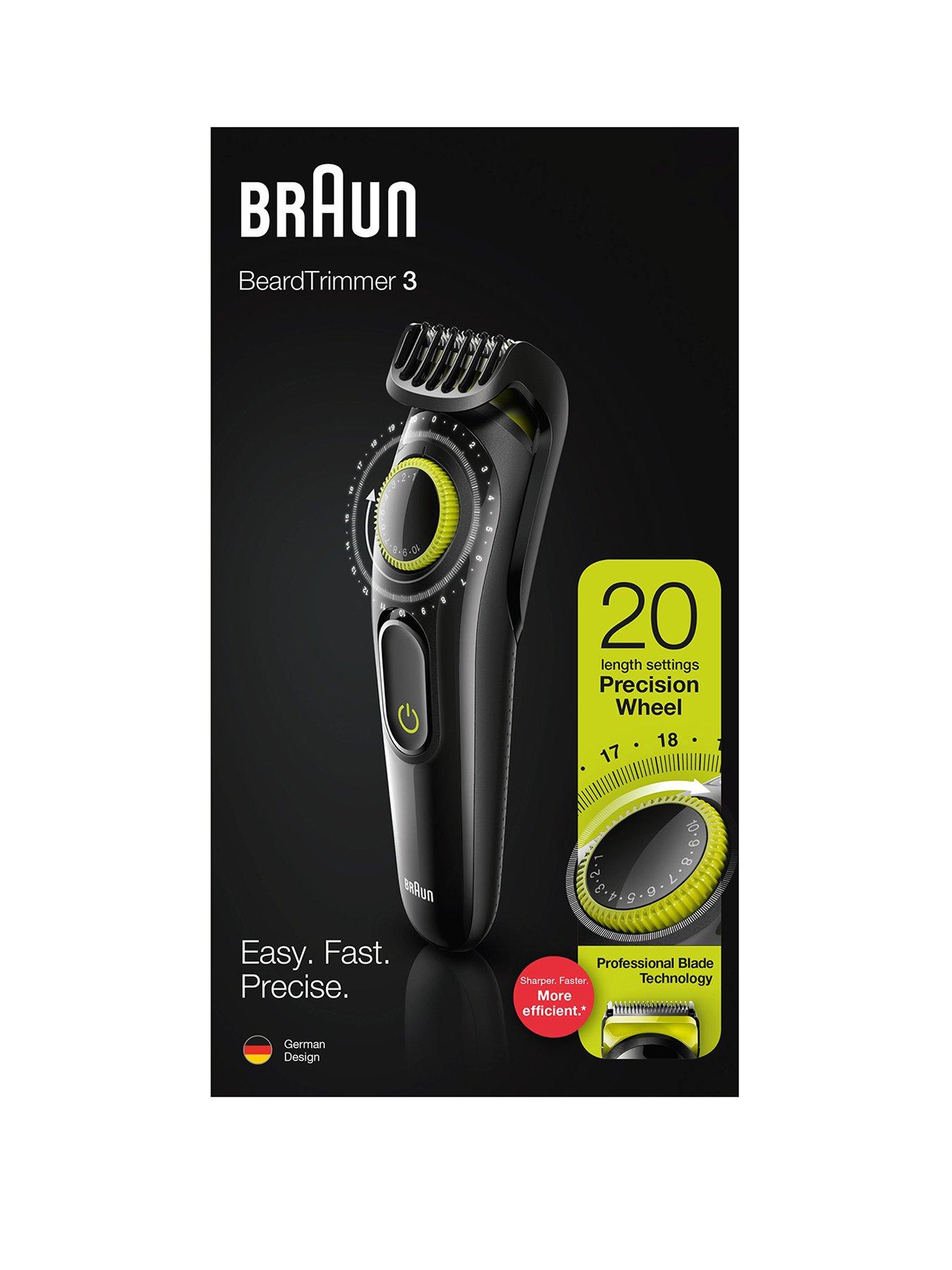 braun beard trimmer 20 precision length settings