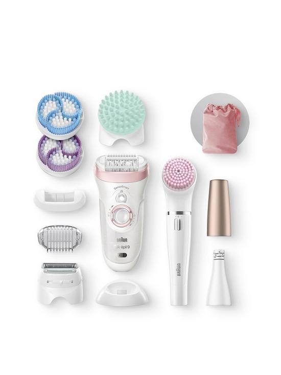 front image of braun-silk-eacutepil-beauty-set-9-9-985-deluxe-7-in-1-hair-removal-epilator-shaver-exfoliator