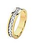  image of love-gold-9ct-white-gold-and-yellow-gold-pattern-wedding-band-5mm