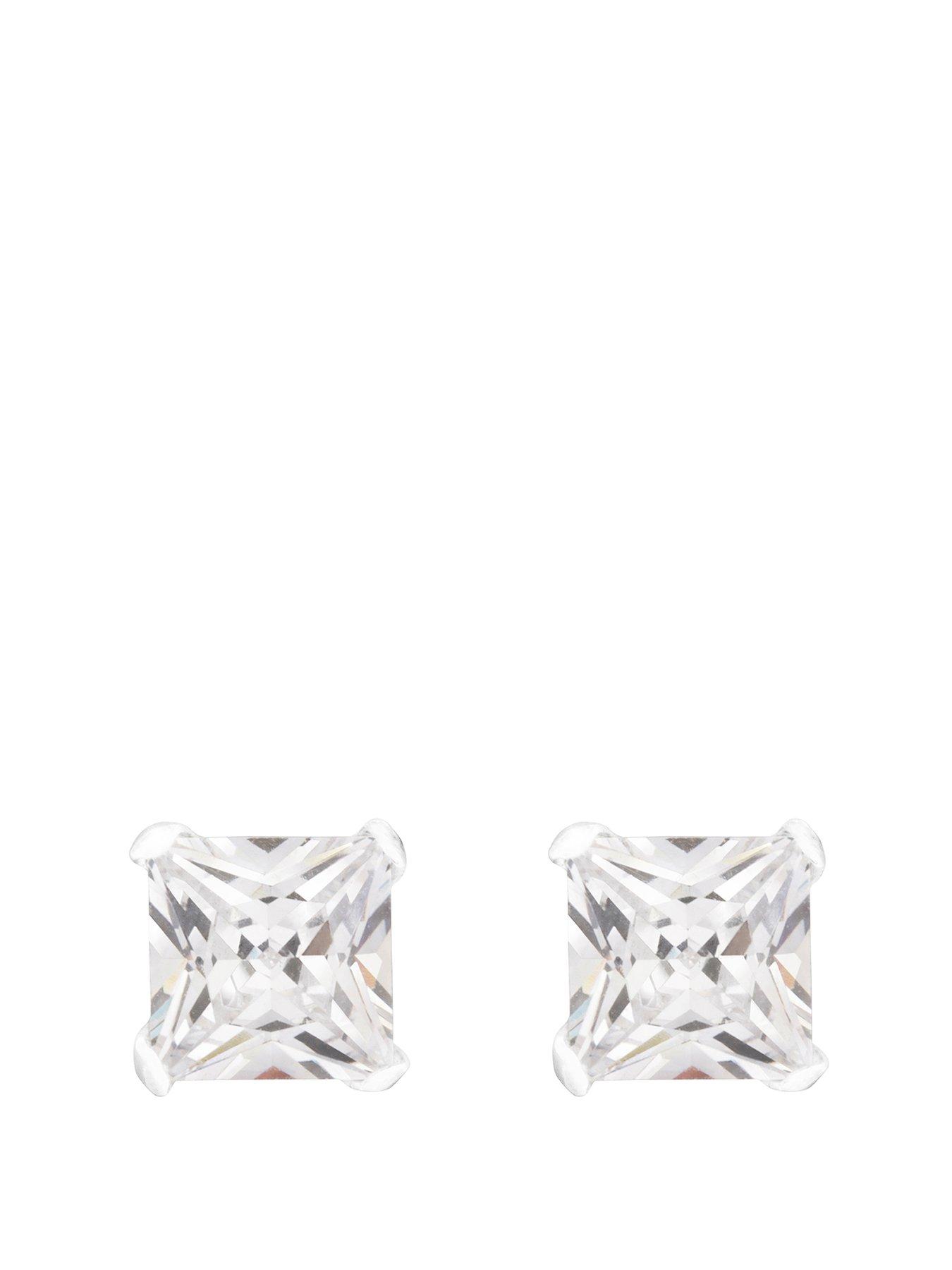 Sterling silver princess cut on sale earrings