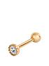  image of love-gold-9ct-gold-tiny-ball-screwback-cubic-zirconia-scalloped-bezel-cartilage-single-stud