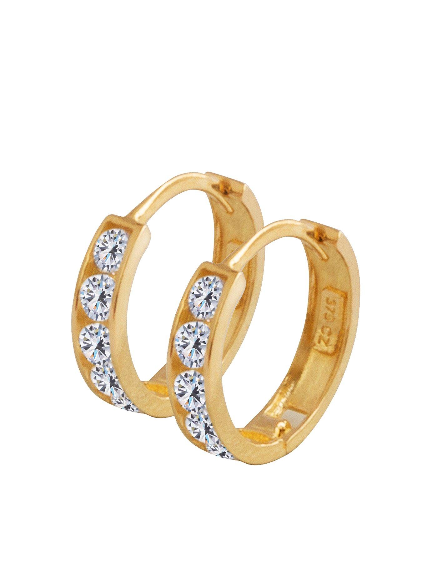 the-love-collection-9ct-gold-cubic-zirconia-huggie-hoop-earrings