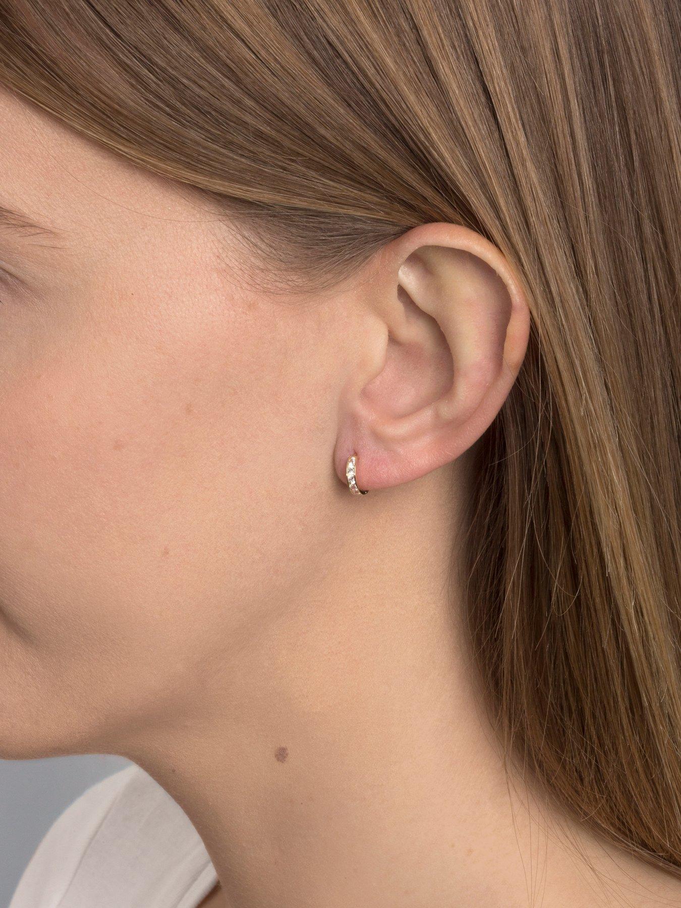  image of the-love-collection-9ct-gold-cubic-zirconia-huggie-hoop-earrings