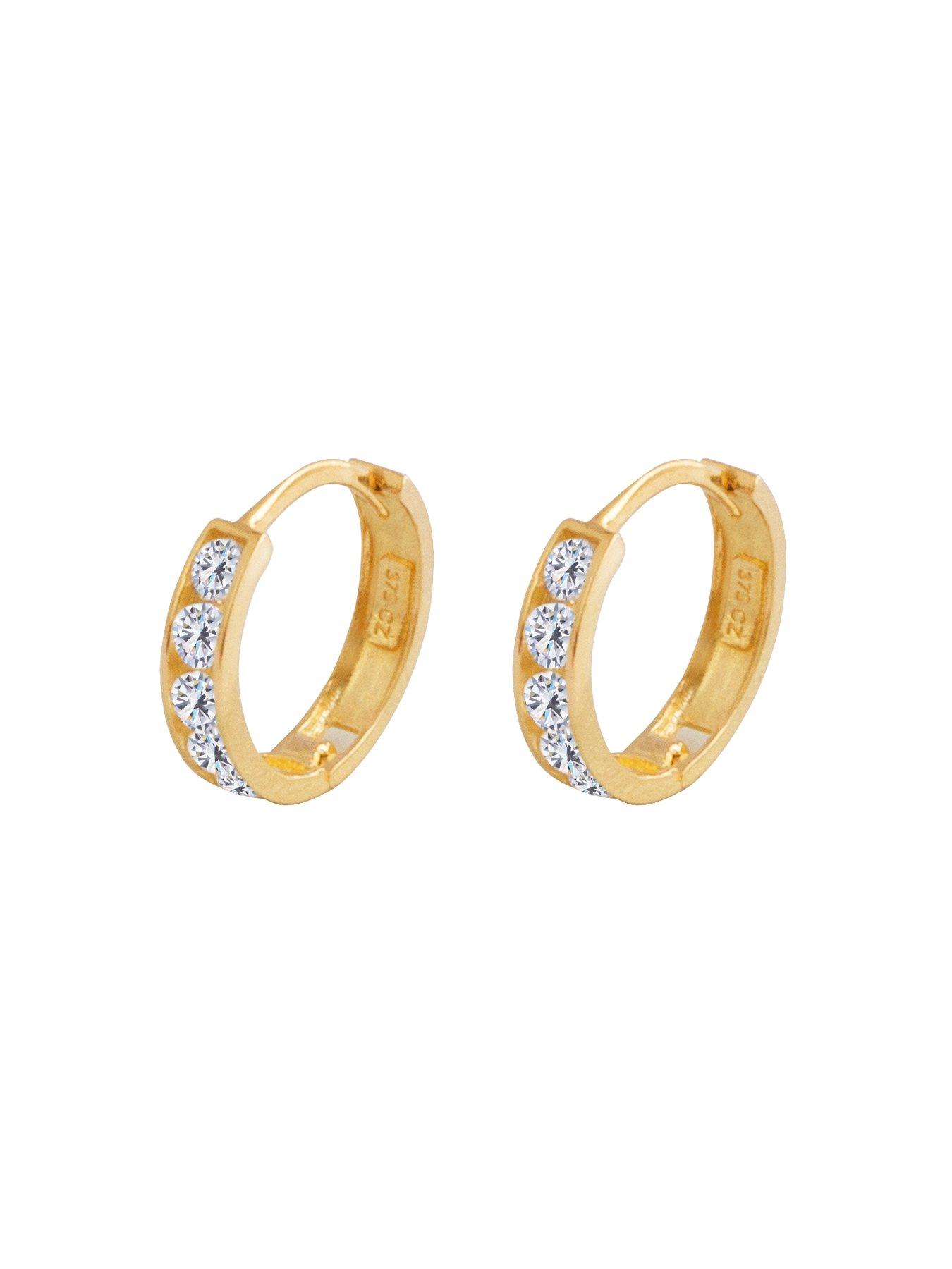  image of the-love-collection-9ct-gold-cubic-zirconia-huggie-hoop-earrings