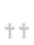  image of the-love-silver-collection-sterling-silver-pave-cubic-zirconia-club-cross-earrings