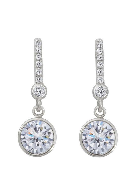 front image of the-love-silver-collection-sterling-silver-swarovski-crystal-drop-earrings