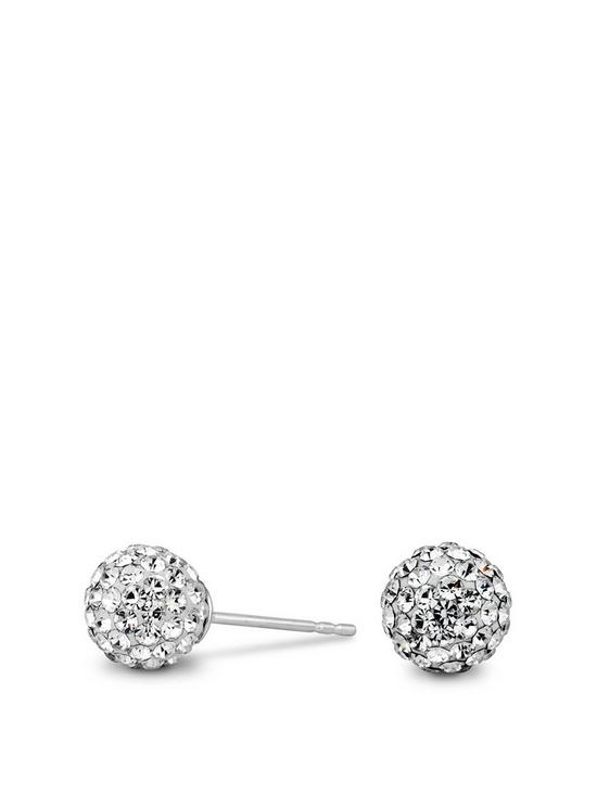 front image of simply-silver-6mm-pave-ball-stud-earrings