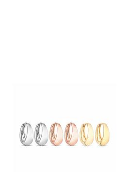 Mood Mood Pack Of Three Silver Plated Multi Tone Polished Hoop Earrings Picture