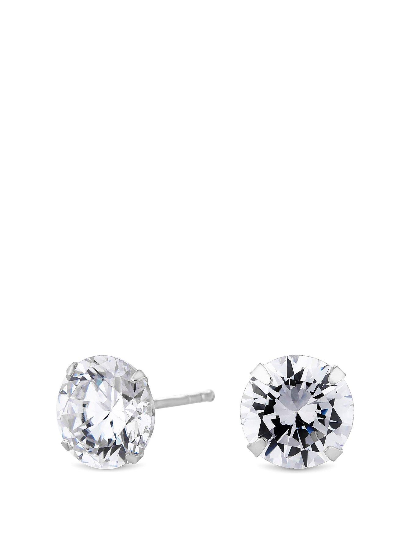  image of simply-silver-sterling-silver-925-with-cubic-zirconia-8mm-solitaire-stud-earrings