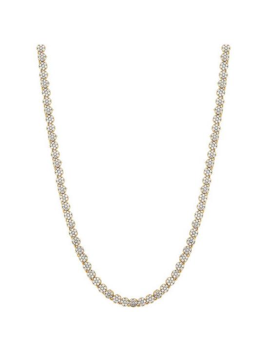 front image of jon-richard-bridal-gold-plated-fine-pave-allway-tennis-necklace