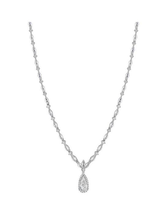 front image of jon-richard-bridal-cubic-zirconia-classic-navette-pear-drop-necklace