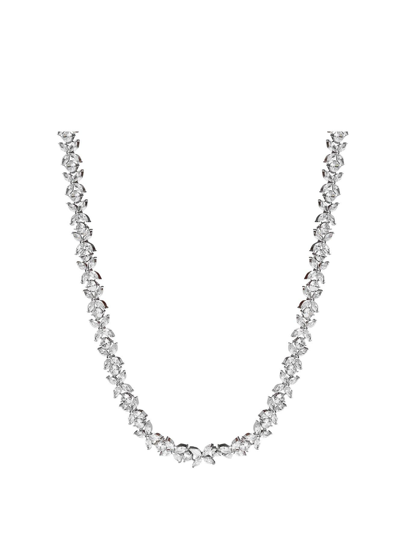 Image 1 of 2 of Jon Richard Bridal Cubic Zirconia Crystal Floral Tennis Allway Necklace