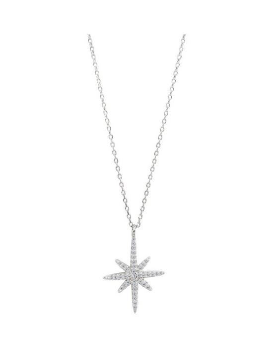 front image of the-love-silver-collection-sterling-silver-north-star-cubic-zirconia-pendant-necklace