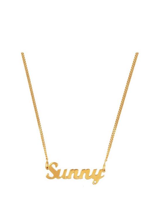 front image of the-love-silver-collection-18ctnbspgold-plated-sterling-silver-personalised-script-name-necklace-on-adjustable-curb-chain