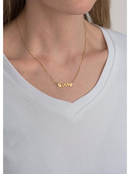 stillFront image of the-love-silver-collection-18ctnbspgold-plated-sterling-silver-personalised-script-name-necklace-on-adjustable-curb-chain