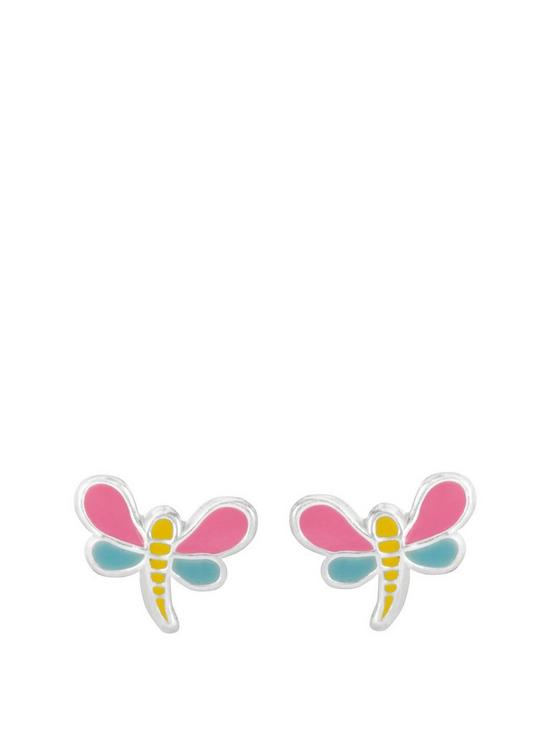 front image of the-love-silver-collection-sterling-silver-enamel-dragonfly-stud-earrings