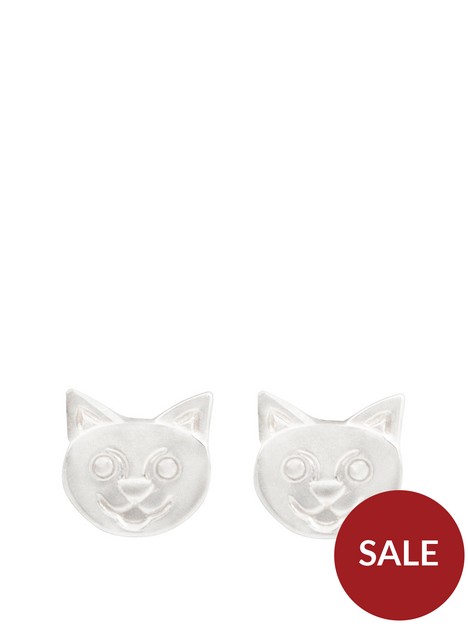 the-love-silver-collection-sterling-silver-cat-face-stud-earrings