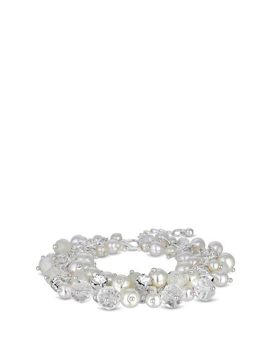 front image of mood-silver-plated-pearl-cluster-bracelet