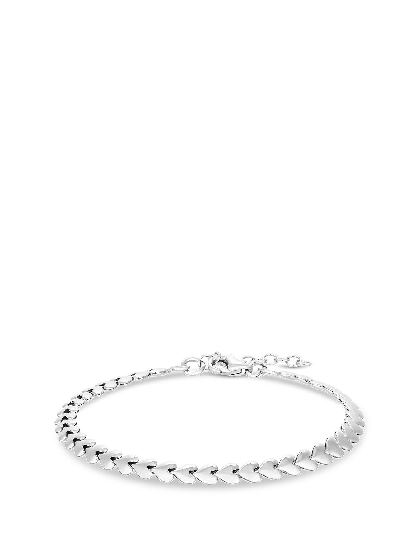 Simply Silver Sterling 925 Heart Row Bracelet littlewoods