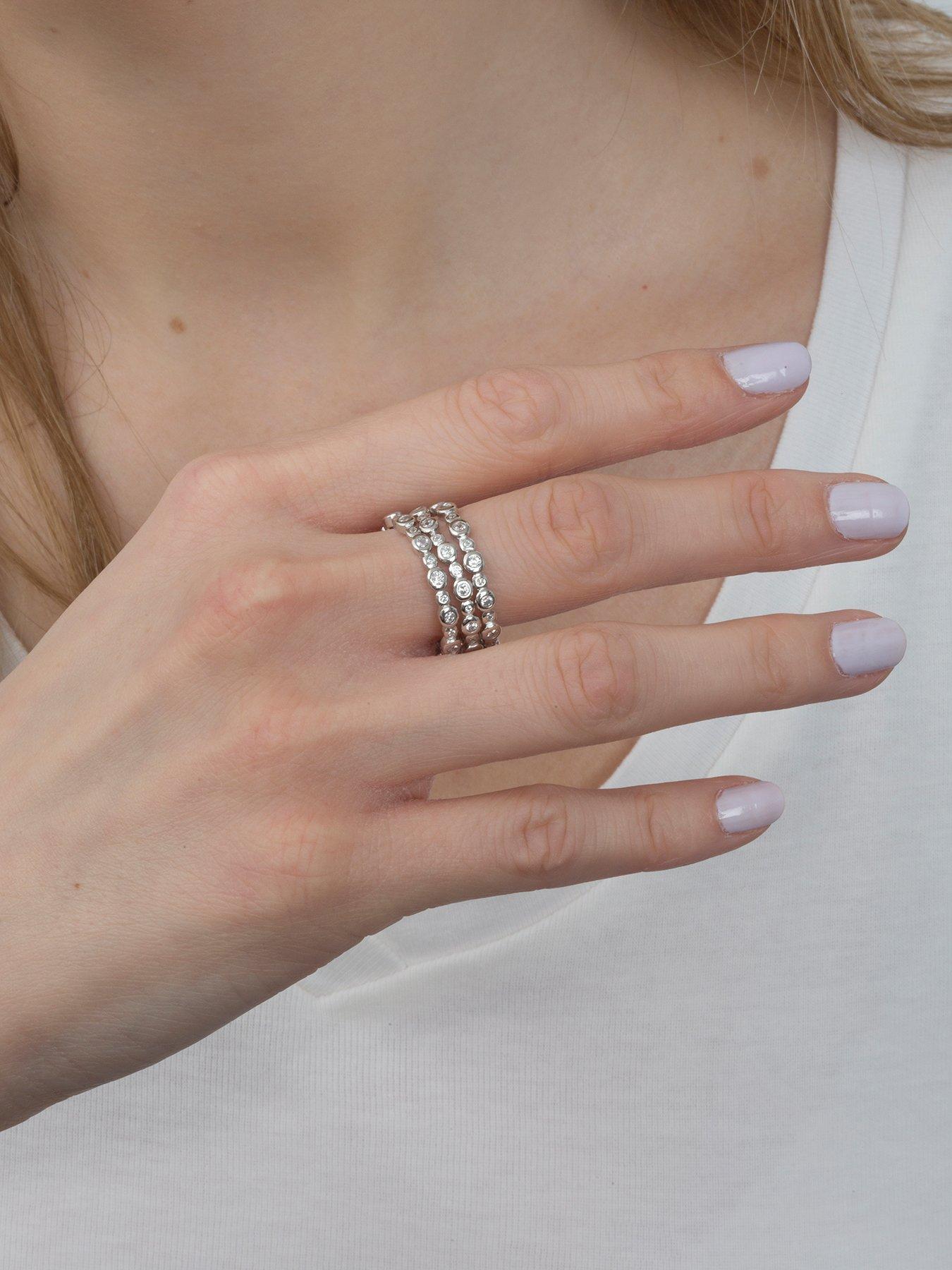  image of the-love-collection-sterling-silver-bubble-cubic-zirconia-set-of-3-stacking-rings