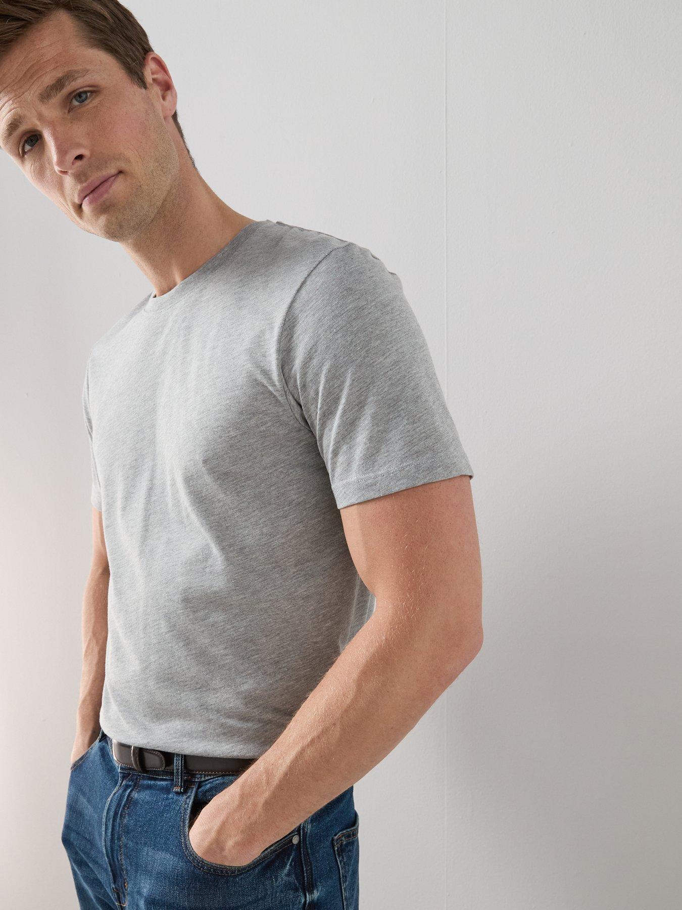 Image 6 of 7 of The Very Collection Mens 3 Pack Pure Cotton Crew Neck T-Shirts - Black/White/Grey