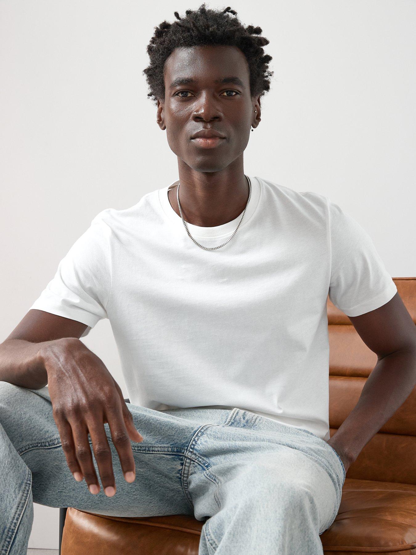 Image 1 of 6 of The Very Collection Mens Pure Cotton Crew Neck Short Sleeve T-Shirt - White