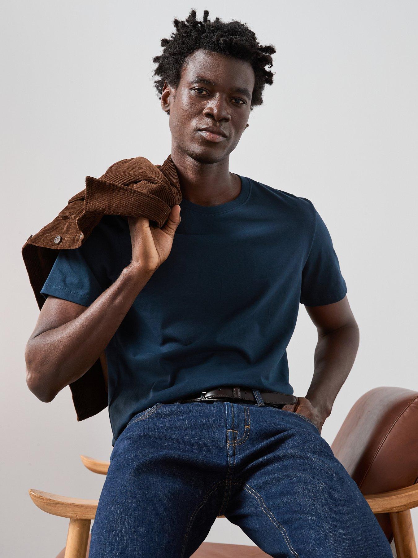Image 4 of 7 of The Very Collection Pure Cotton Essentials Crew Neck T-shirt - Navy