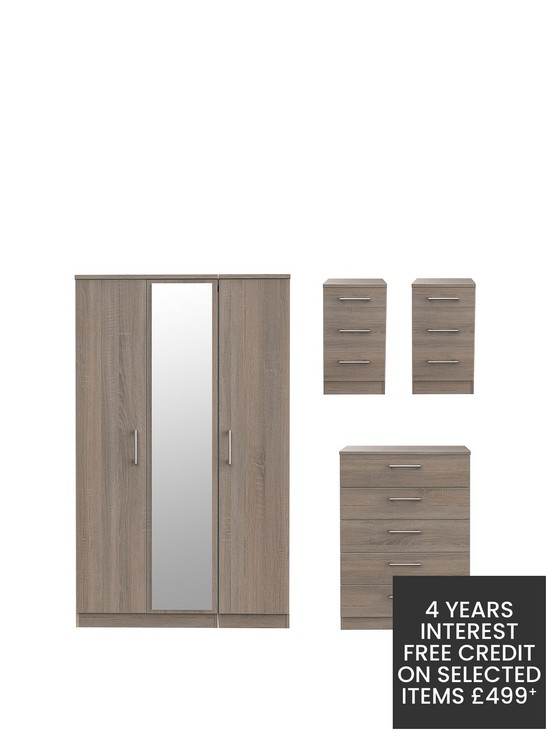 front image of swift-halton-part-assemblednbsp4-piece-package-3-door-mirrored-wardrobe-5-drawer-chest-and-2-bedside-chests