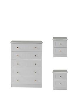 Swift Swift Dakota 3 Piece Ready Assembled Package - 5 Drawer Chest And 2  ... Picture