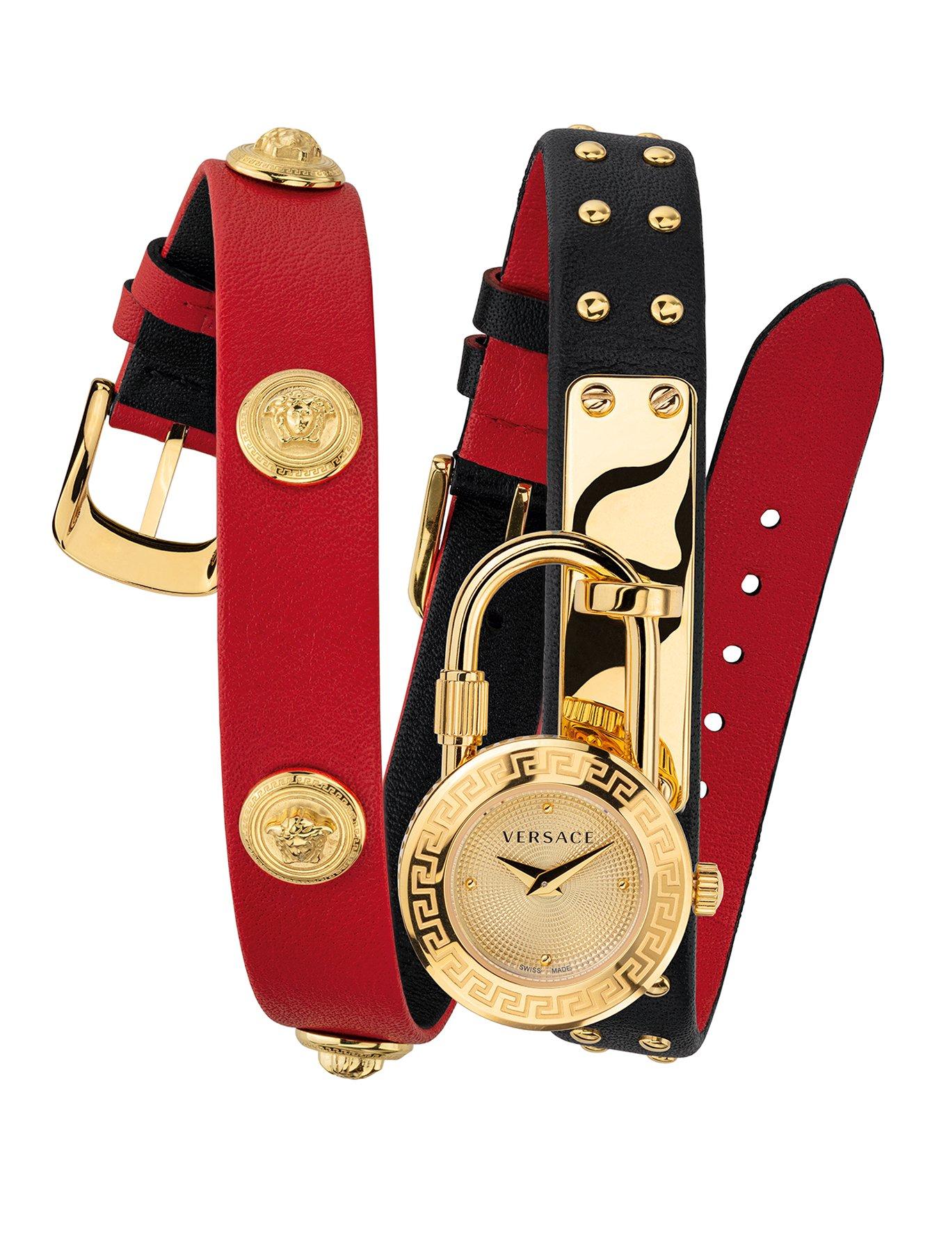 Versace | Ladies watches | Gifts 3D Stud Genuine Leather Watch Band