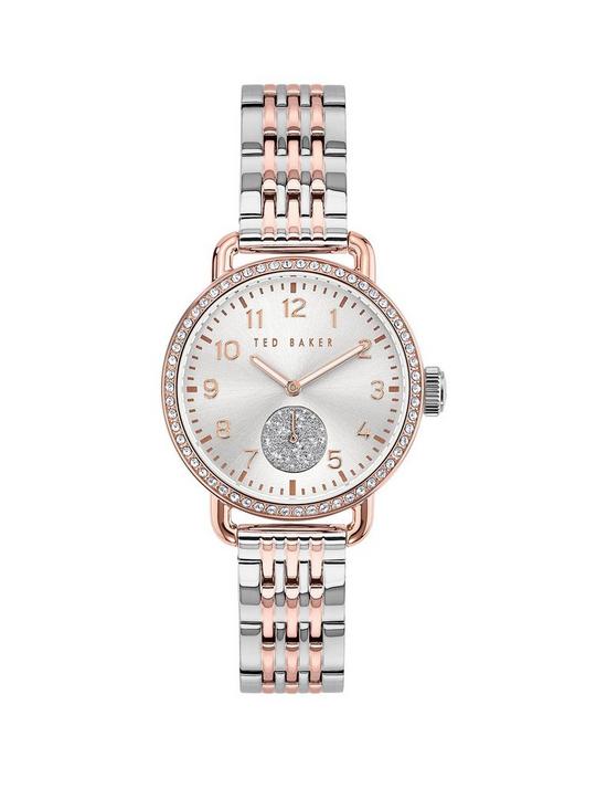 front image of ted-baker-hannah-rose-gold-and-silver-tone-bracelet-watch-embellished-with-swarovski-crystals