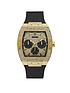  image of guess-phoenix-gold-and-black-glitz-dial-mens-silicone-strap-watch