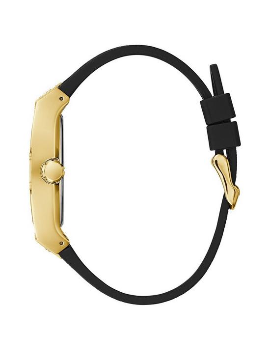 stillFront image of guess-phoenix-gold-and-black-glitz-dial-mens-silicone-strap-watch