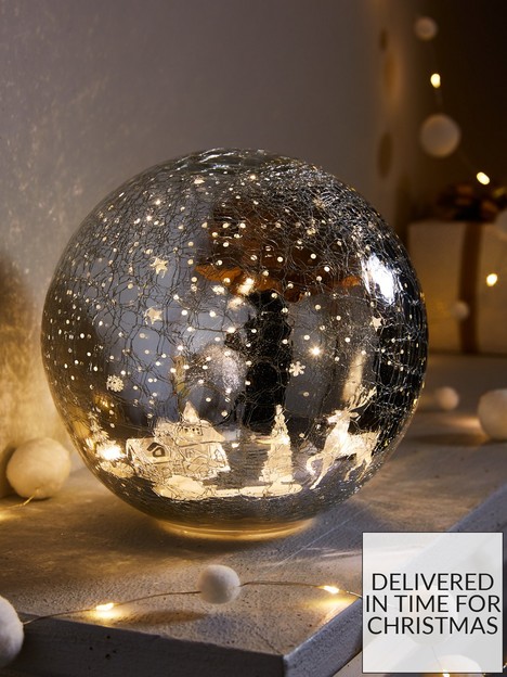 festive-20cm-battery-operated-lit-crackle-effect-reindeer-ball-christmas-decoration
