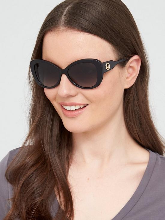 front image of michael-kors-oval-sunglasses-black