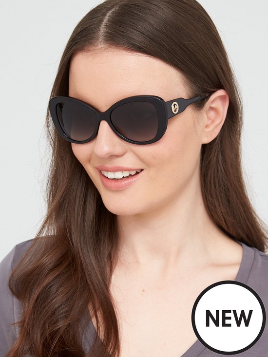front image of michael-kors-oval-sunglasses-black