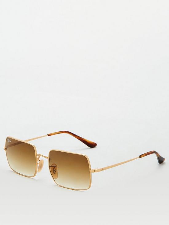 front image of ray-ban-square-sunglasses-gold