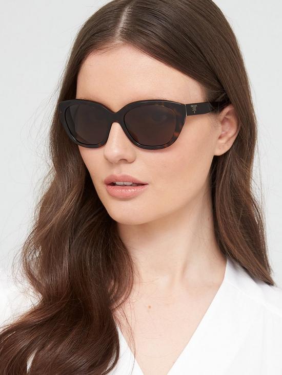 front image of prada-round-sunglasses-havana
