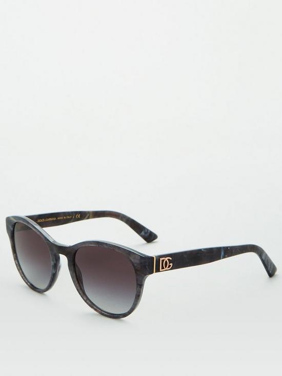 front image of dolce-gabbana-round-sunglasses-grey