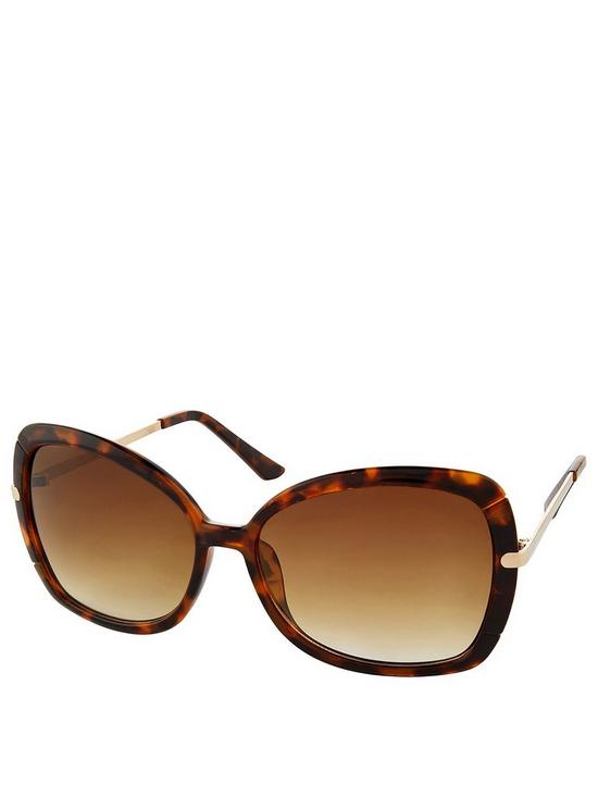 stillFront image of accessorize-sophie-metal-detail-square-sunglasses-tortoiseshell