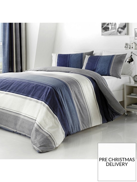 front image of fusion-betley-duvet-cover-set-in-blue