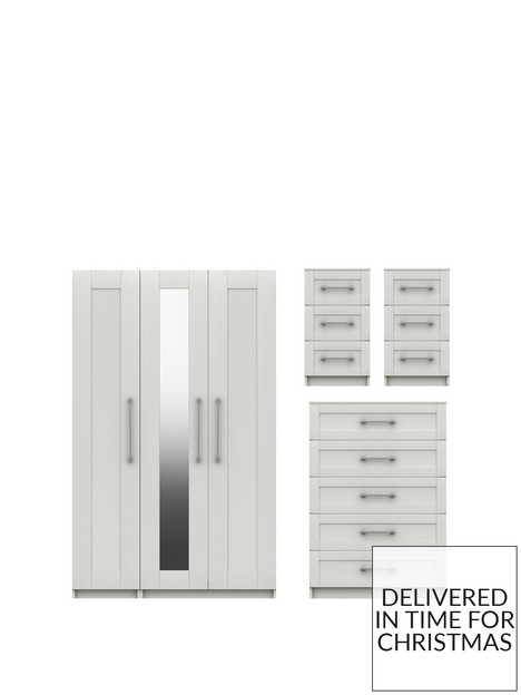 one-call-regalnbsppackage-part-assemblednbsp3nbspdoor-mirrored-wardrobe-5-drawer-chest-and-2-bedside-chests