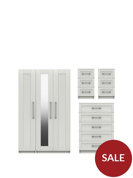one-call-regalnbsppackage-part-assemblednbsp3nbspdoor-mirrored-wardrobe-5-drawer-chest-and-2-bedside-chests