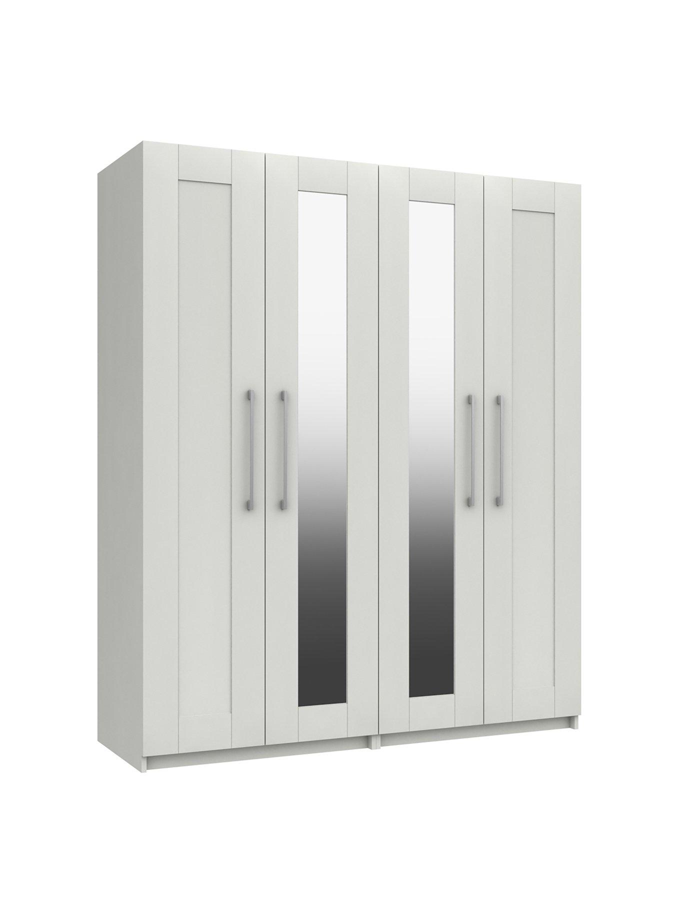  image of one-call-regal-part-assembled-4-door-centre-mirror-wardrobe
