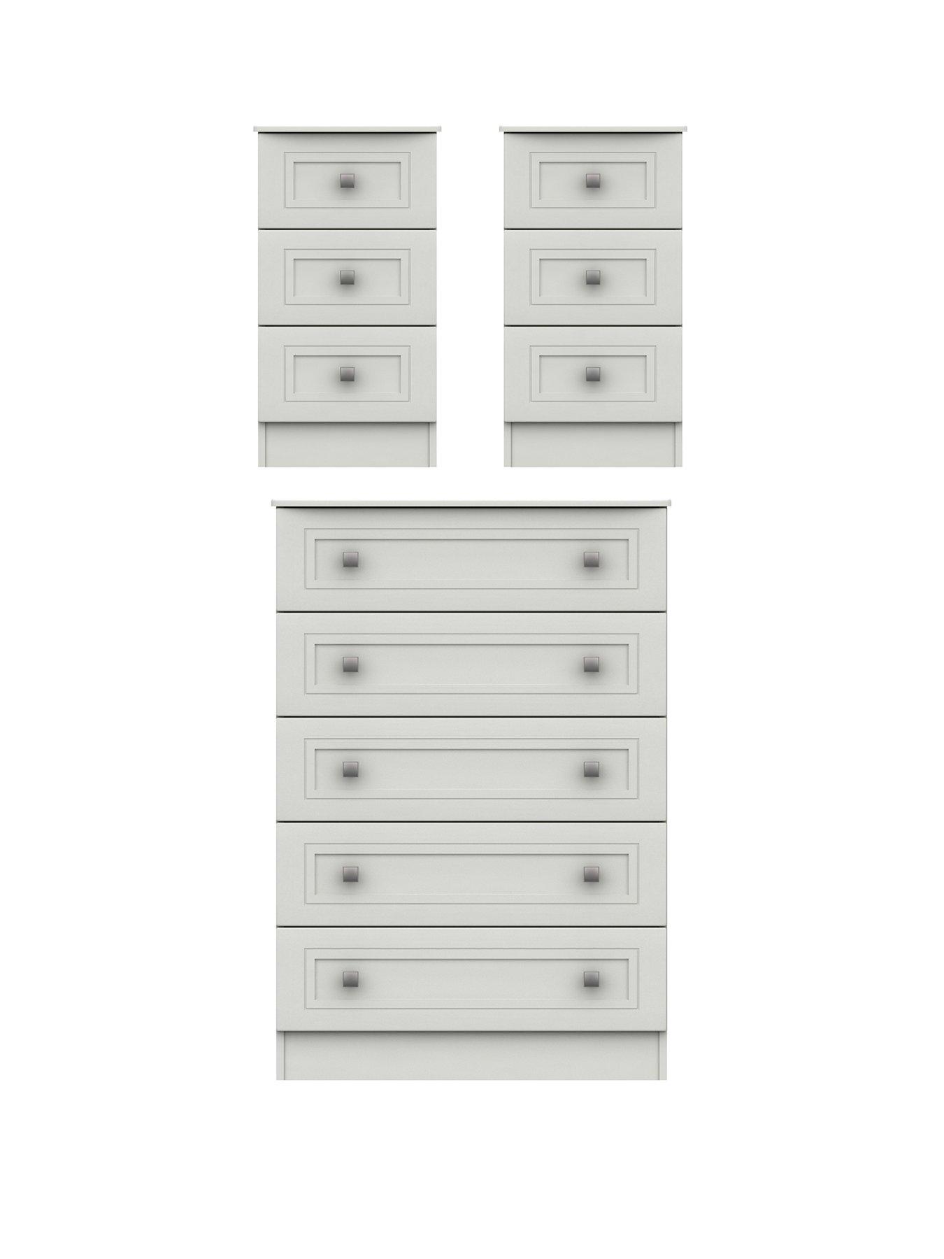 Image 1 of 4 of One Call Harris&nbsp;3 Piece Ready Assembled Package -&nbsp;5 Drawer Chest and 2 Bedside Chests